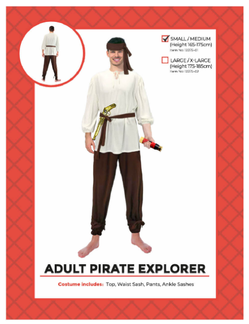 Adult Pirate Explorer Man Costume (S/M)