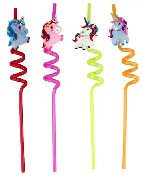 Unicorn Straw 4pk 25.5cm