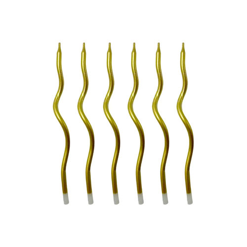 Metallic Gold Curved Candles - 6 Pack