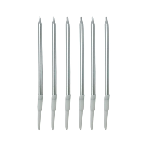 Metallic Silver Candles - 6 Pack