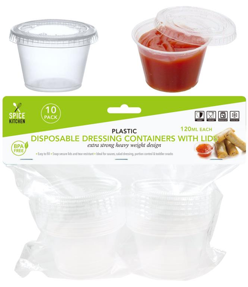 Mini Disposable Dressing Containers With Lids - 120ML-10PK