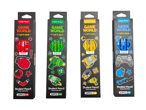 12PK Premium HB Pencils - Game World Series
