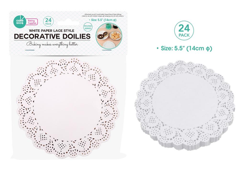 24PK White Paper Lace Round Series Decorative Doilies - 5.5"/15CM Diameter