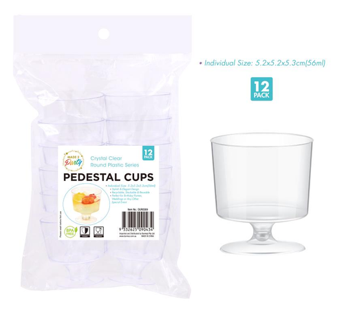 12PK Clear Round Plastic Series Pedestal Cups - 5.2CM x 2.3CM