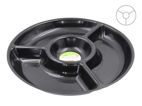 Black Series Round Plastic Chip n Dip Platter