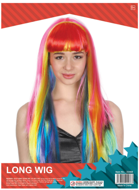 Lady Long Straight Wig with Fringe Rainbow