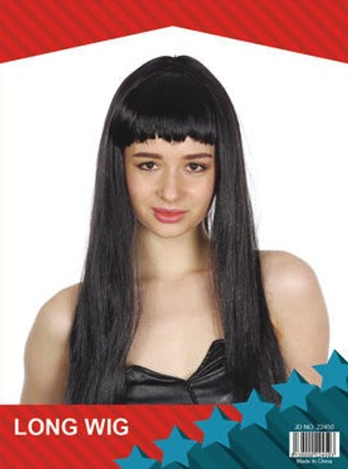 Lady Long Straight Wig with Fringe Black