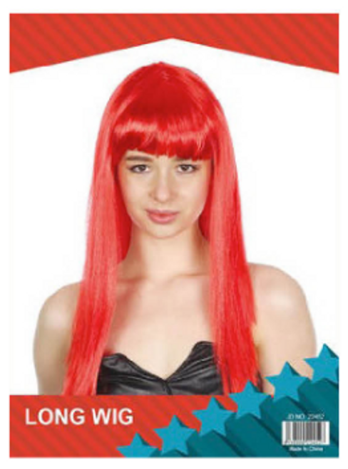 Lady Long Straight Wig with Fringe Red