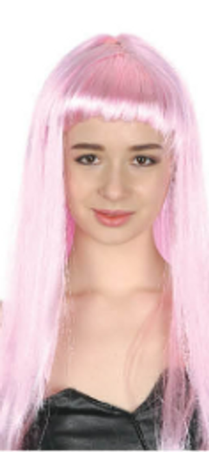 Lady Long Straight Wig with Fringe Light Pink