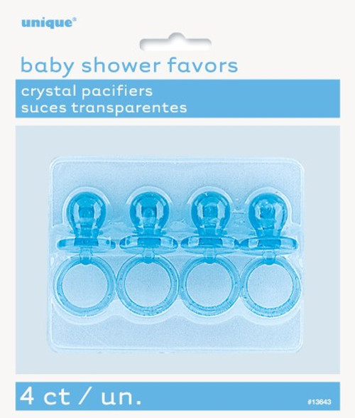 4 PACIFIERS 2" CRYSTAL BLUE