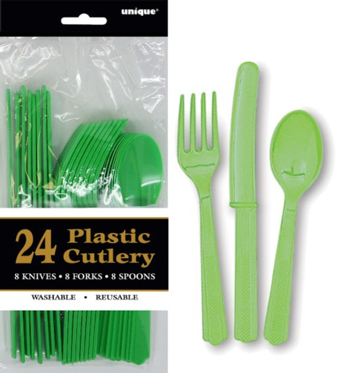 LIME GRN 24 ASSTD CUTLERY