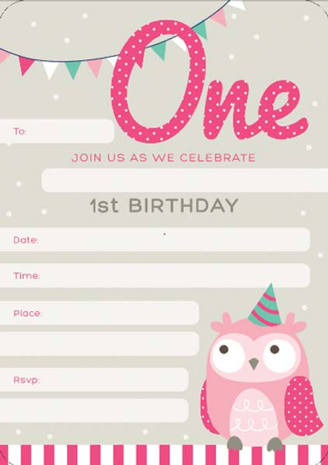 INVITE 16PK GIRL 1ST BDAY