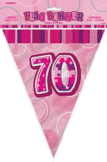 GLITZ PINK FLAG BANNER - 70