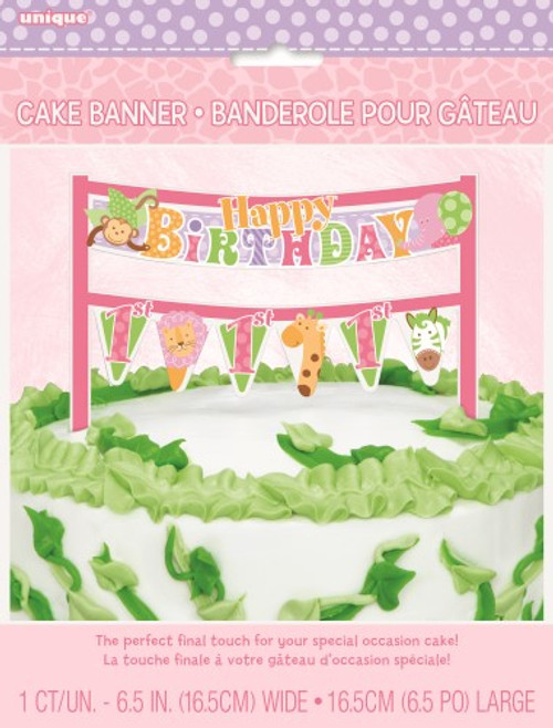 PINK SAFARI 1st CAKE BANNER