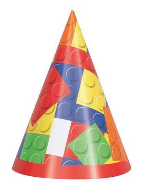 BUILDING BLOCKS 8 PARTY HATS