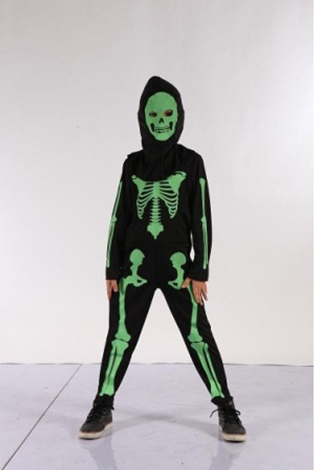 GREEN SKELETON BOY - HOOD, JUMPSUIT IN PVC BAG