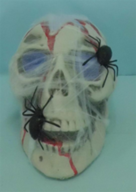 SKULL W/ SPIDERS AND WEBS AND LIGHT UP EYES SKULL W/ SPIDERS AND WEBS AND LIGHT UP EYES