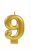 Candle Numeral Met Gold 9