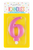 METALLIC PINK B'DAY CANDLE - NUMBER 6