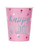 PINK H/B'DAY 8 x 9oz CUPS PRIS