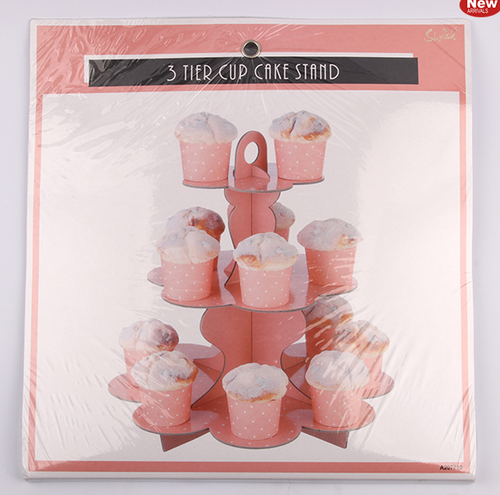 *3 Tier Coral Paper Cake Stand - Discount Party World