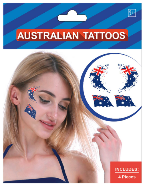 Australian Face Tattoos (4pcs) - Discount Party World