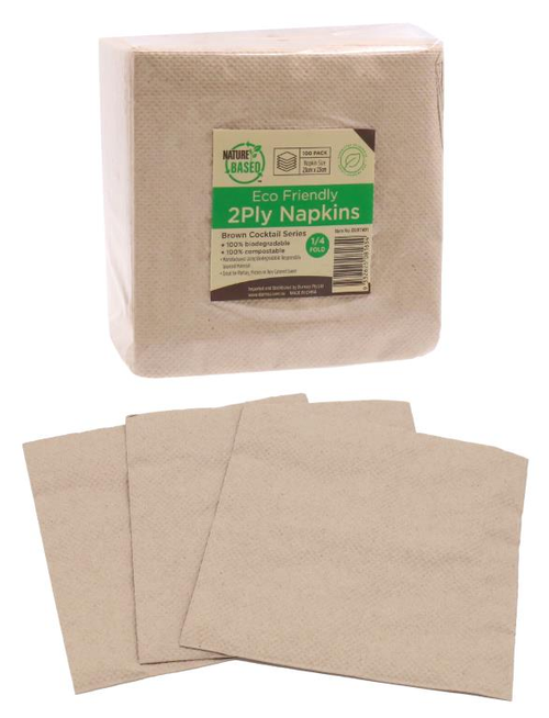 100PK Brown (Cocktail Series) Paper Napkin - 23CM X 23CM - Discount ...