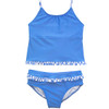 Tankini With Plaid Ruffles Blue