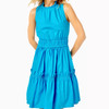 Elina Stretch Cotton Dress Cumulus Blue