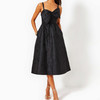 Ellara Jacquard Midi Bow Onyx Leaf An Impression Jacquard