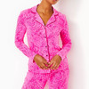 Pj Knit Ls Button-Up Top Cerise Pink Pinkie Promises
