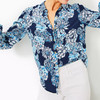 Farren Silk Top Low Tide Navy Bouquet All Day