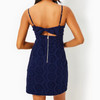 Shelli Dress True Navy Oversized Pinwheel Eyelet