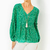 Cleme Long Sleeve Top Fiddle Leaf Green Mystical Viscose Metallic Clip