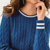Brockton Crew Neck Sweater Starlight Navy X Coconut Tipping