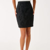 Candee Jacquard Skirt Noir Exploded Flower Stretch Jacquard