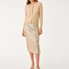 Fairley Cashmere Cardigan Heathered Sand Bar Metallic
