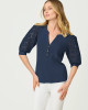 Ronson Eyelet Knit Top Low Tide Navy