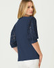 Ronson Eyelet Knit Top Low Tide Navy
