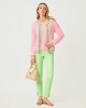 Brockton Crew Neck Cardigan Conch Shell Pink X Jackfruit Green Tipping