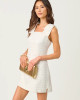 Anders Skirted Romper Resort White Flower Pearl Embellish