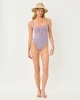 Rhiannan One Piece Resort White X Paradise Punch X Starlight Seersucker Stripe Swim