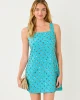 Tamala Dress Turquoise Tide Beaded Sequin Embellished Linen Blend