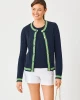 Brockton Crew Neck Cardigan Low Tide Navy X Chateau Green Tipping