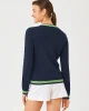 Brockton Crew Neck Cardigan Low Tide Navy X Chateau Green Tipping