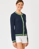 Brockton Crew Neck Cardigan Low Tide Navy X Chateau Green Tipping