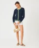 Brockton Crew Neck Cardigan Low Tide Navy X Chateau Green Tipping