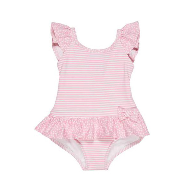 pink and white striped bathing suit