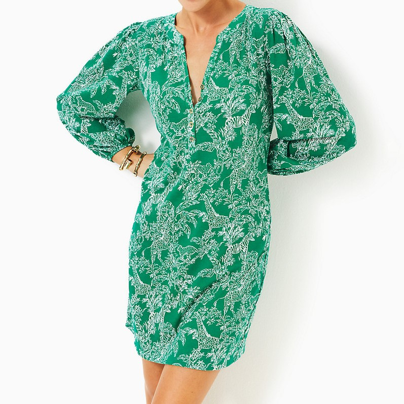 safari green dress Petite Short Sleeve Safari Style Dress Portabella / PM