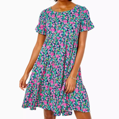 Jodee Short Sleeve Dress Low Tide Navy Garden Variety